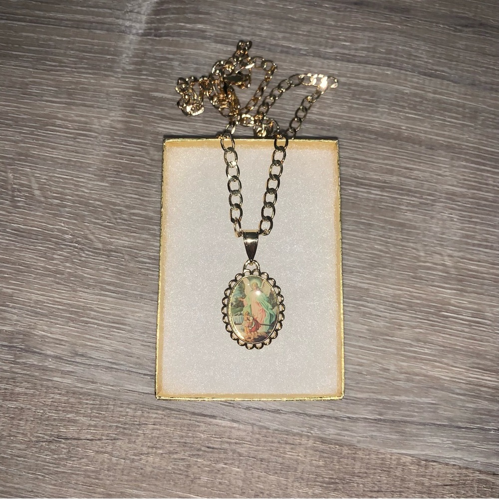 Gold Plated Guardian Angel Necklace